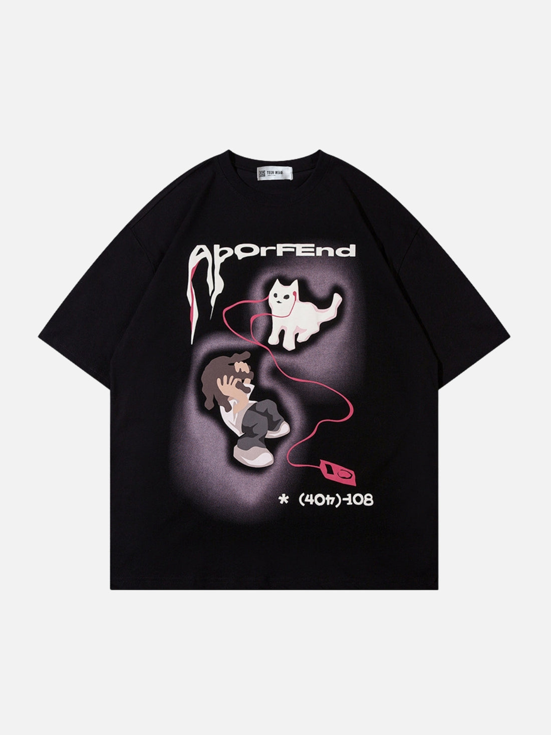 PHONECAT - Oversized Print T-shirt Black | TEENWEAR.EU