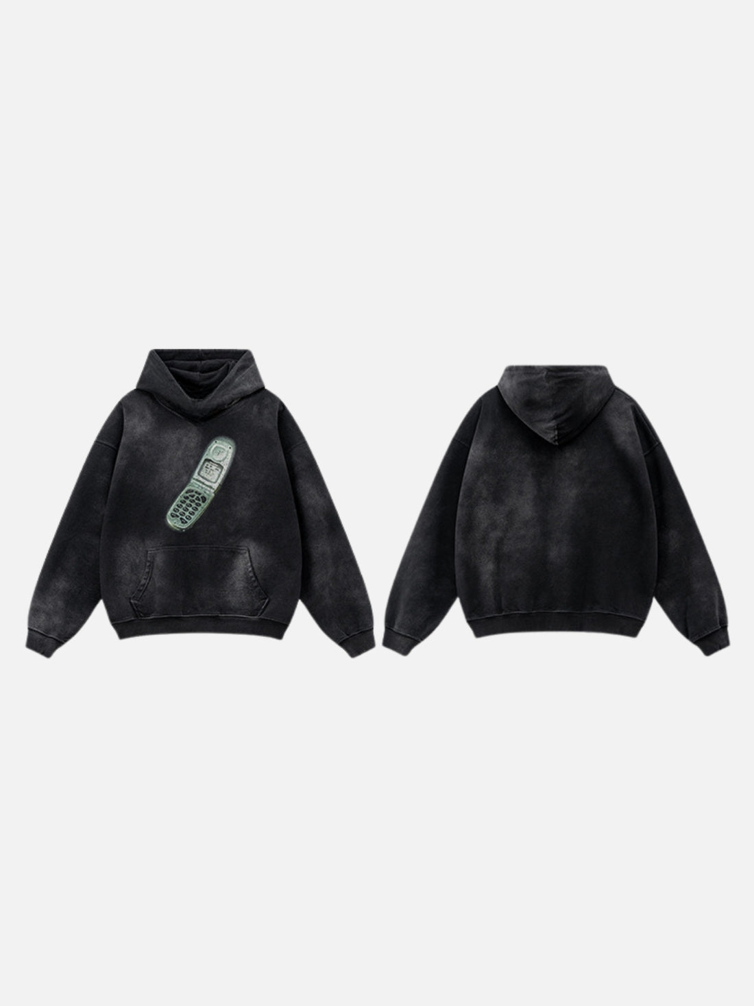 NOKIA - Oversized Print Hoodie Washed Black | TEENWEAR.EU