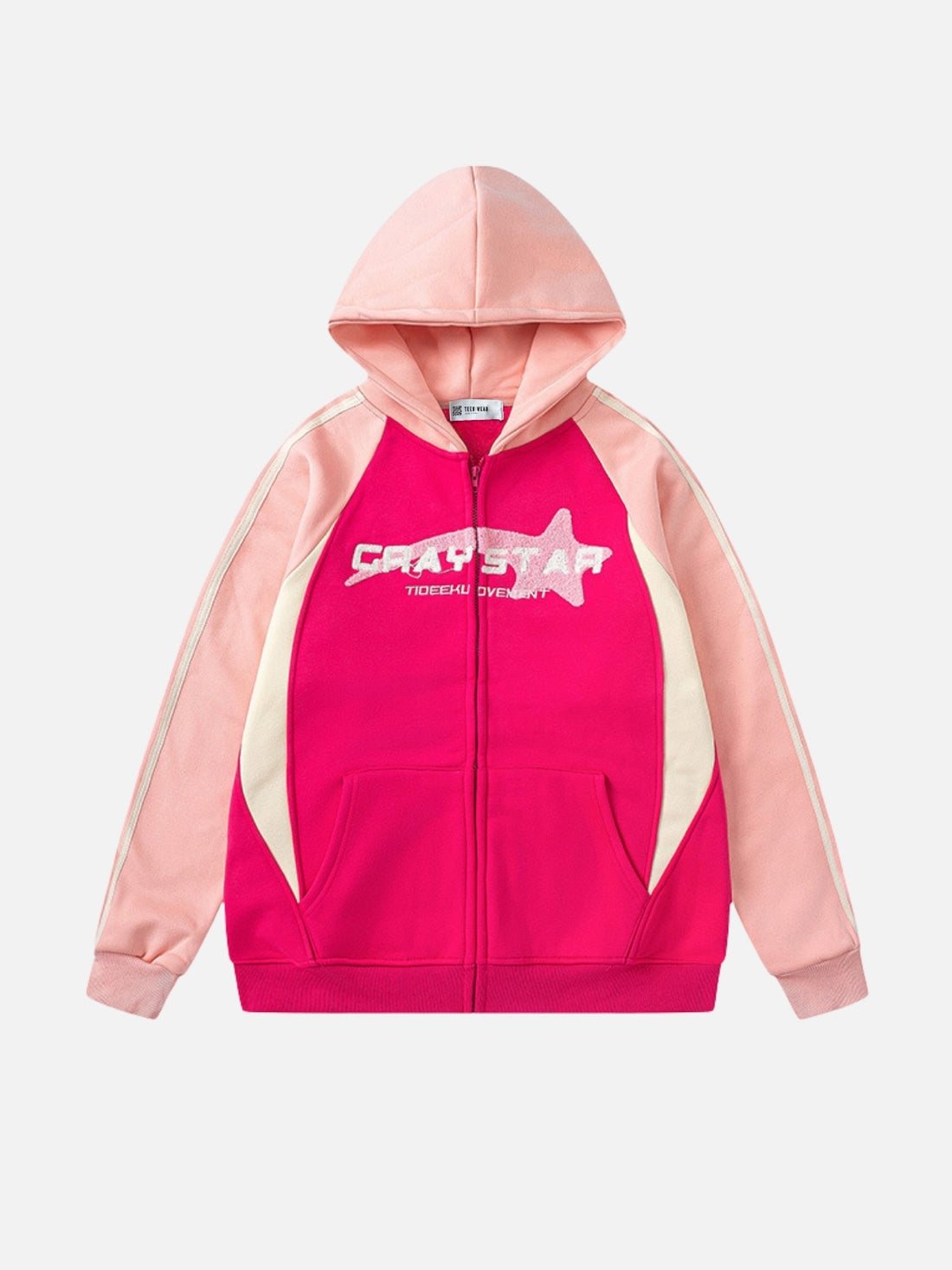 FALLING STAR - Oversized Embroidered Zip Up Hoodie Blue | TEENWEAR.EU