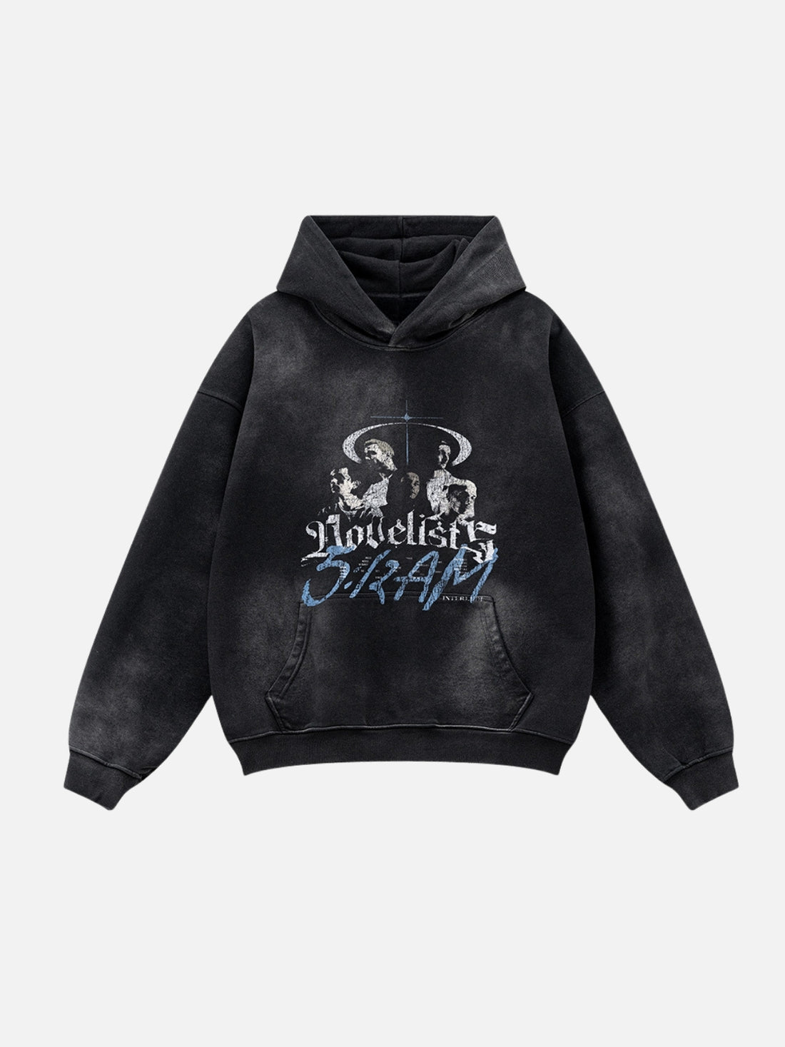 NOVELIST - Oversized Print Hoodie Washed Black | TEENWEAR.EU