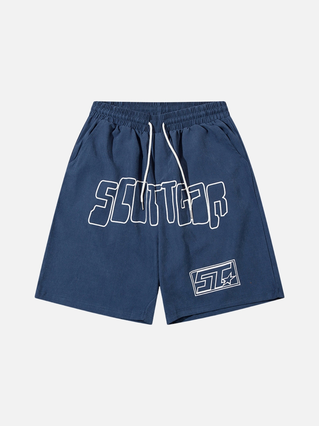 SCUTTGAR - Loose Cotton Graphic Shorts Blue | Teenwear.eu