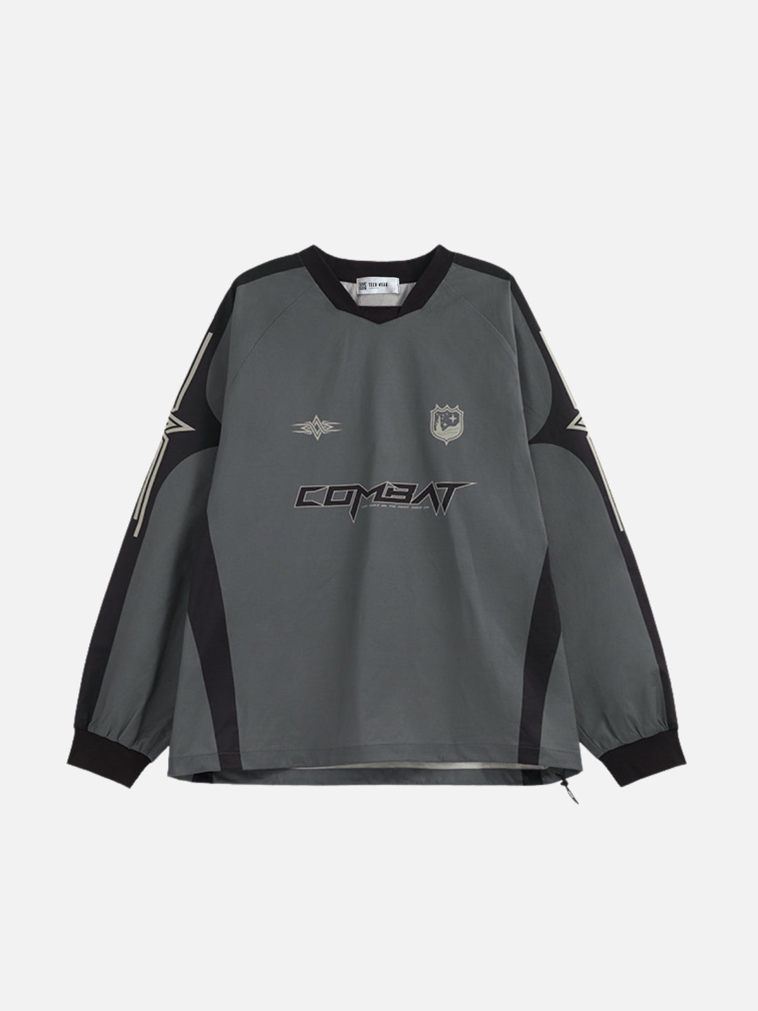 COMBAT - Oversized Graphic Long Sleeve Jersey Grey | TEENWEAR.EU