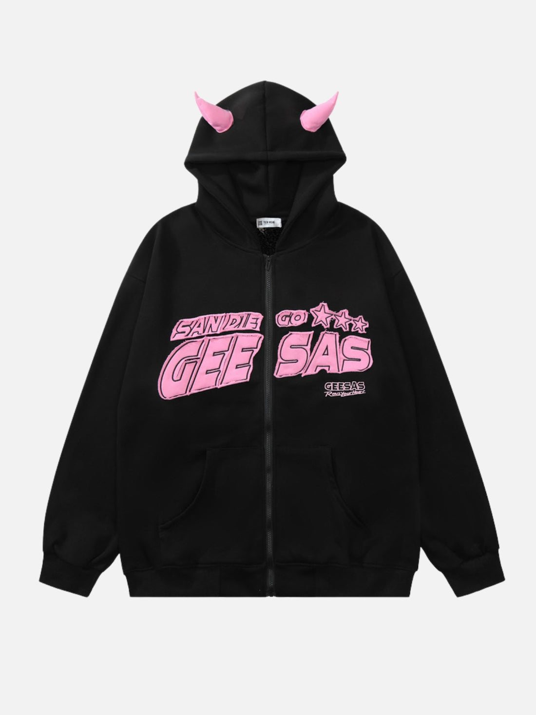 GEESAS - Oversized Embroidered Zip Up Hoodie Purple | TEENWEAR.EU