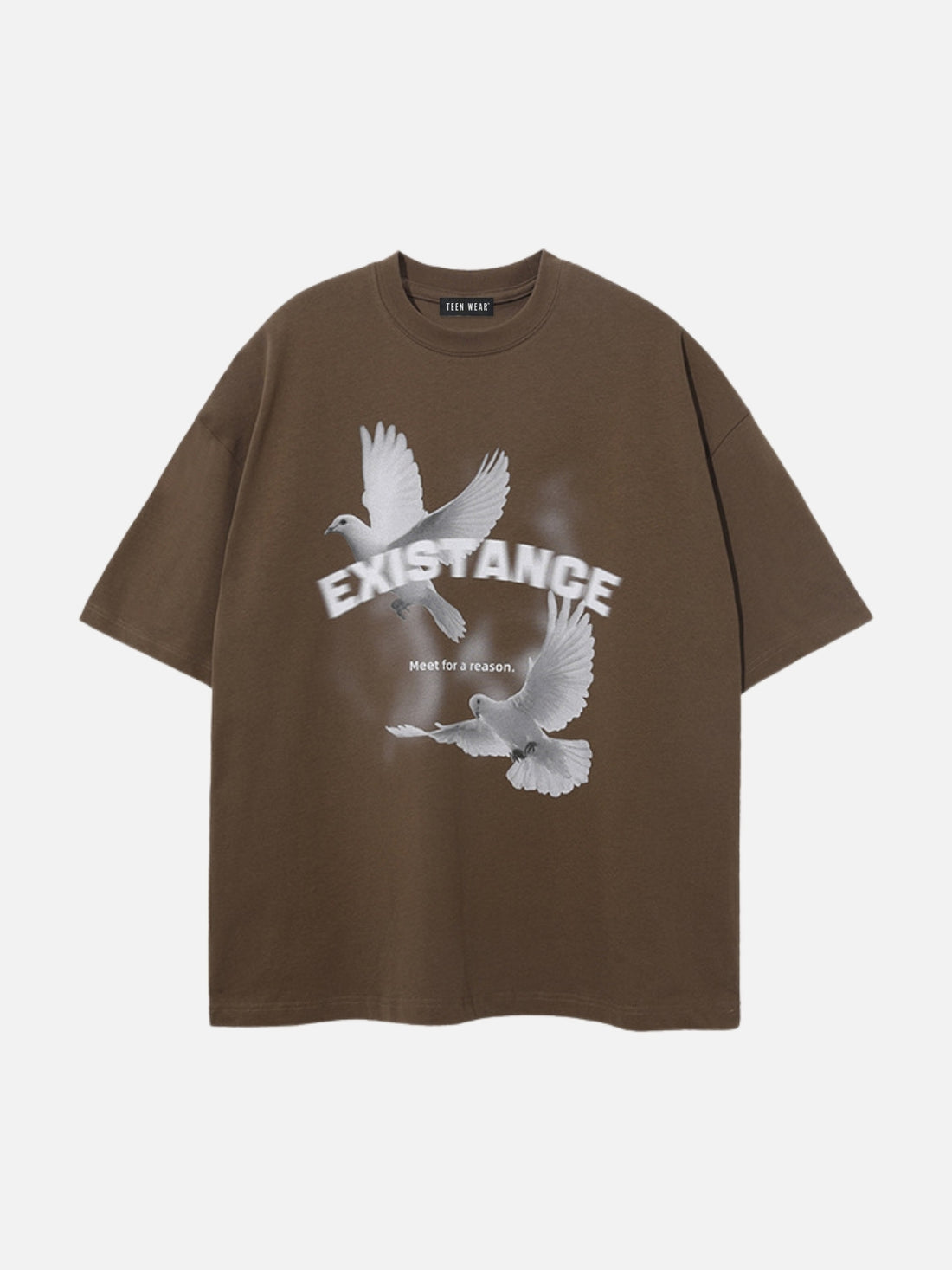 EXISTANCE - Oversized Print T-Shirt Brown | TEENWEAR.EU