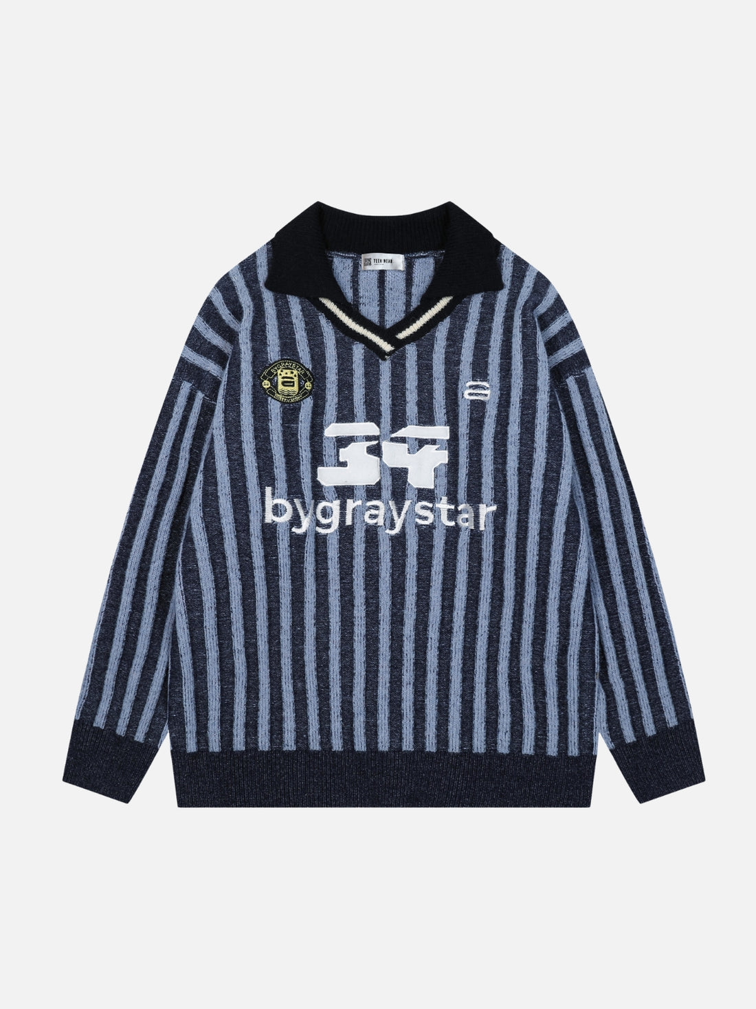 BYGRAYSTAR - Oversized Graphic Long Sleeve Sweater Jersey Blue | TEENWEAR.EU