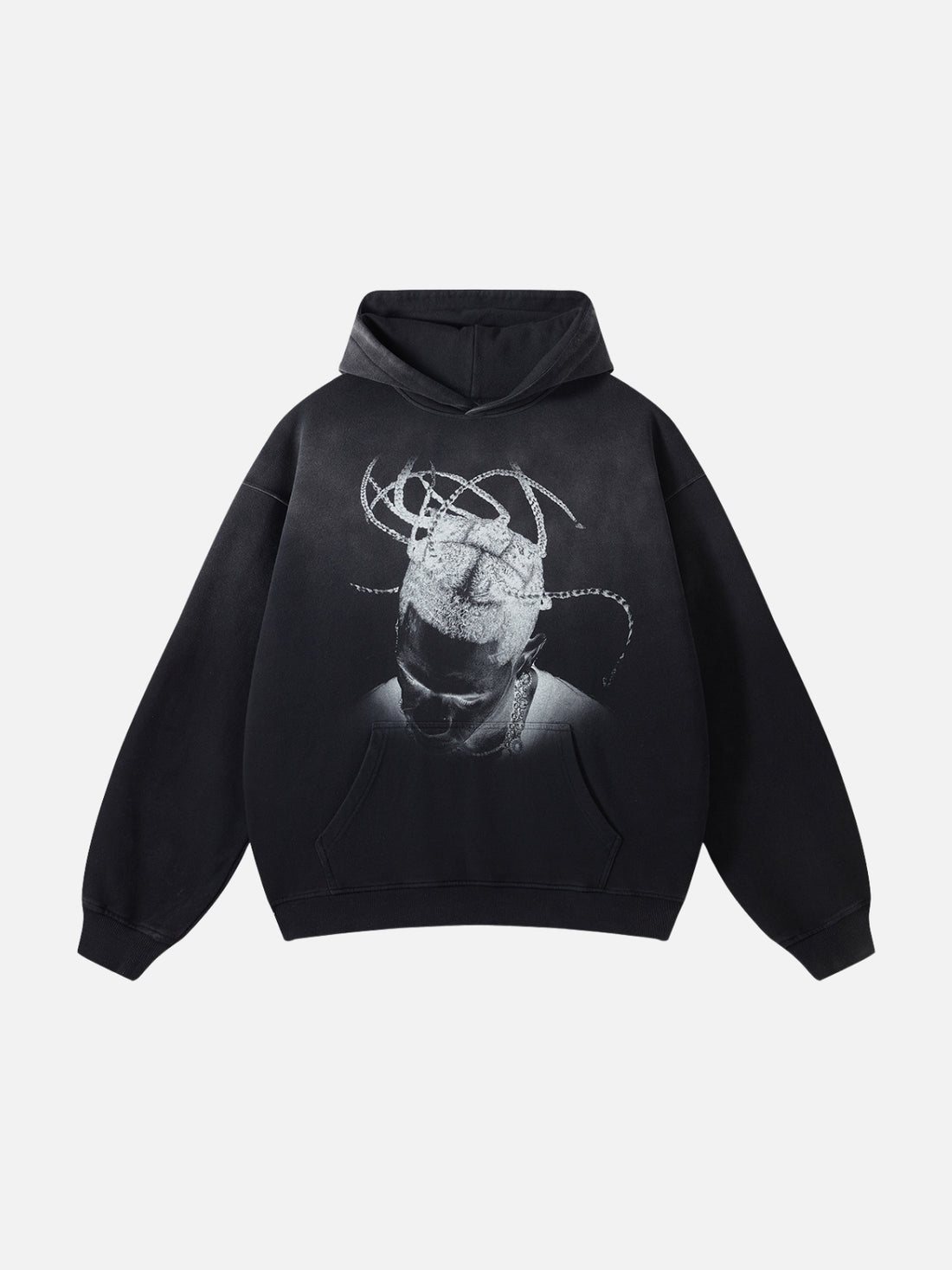 DREDS - Oversized Graphic Hoodie Washed Black | TEENWEAR.EU