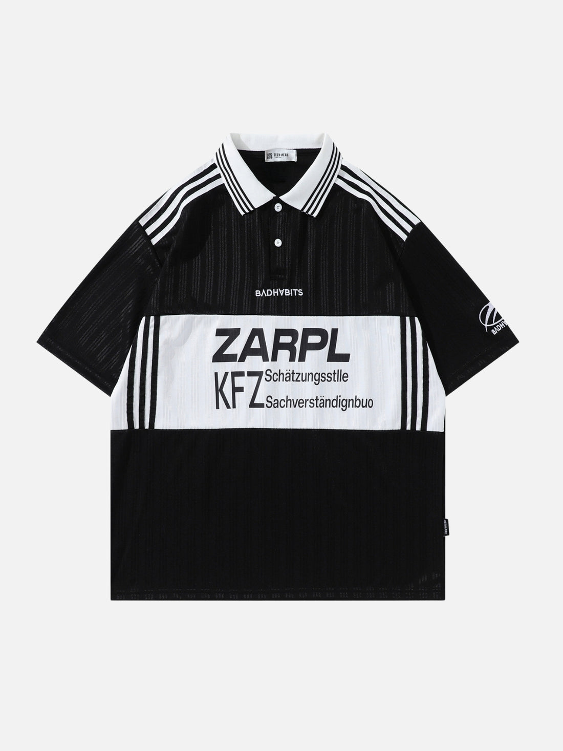 ZARPL - Oversized Print Jersey Polo Shirt Black | TEENWEAR.EU