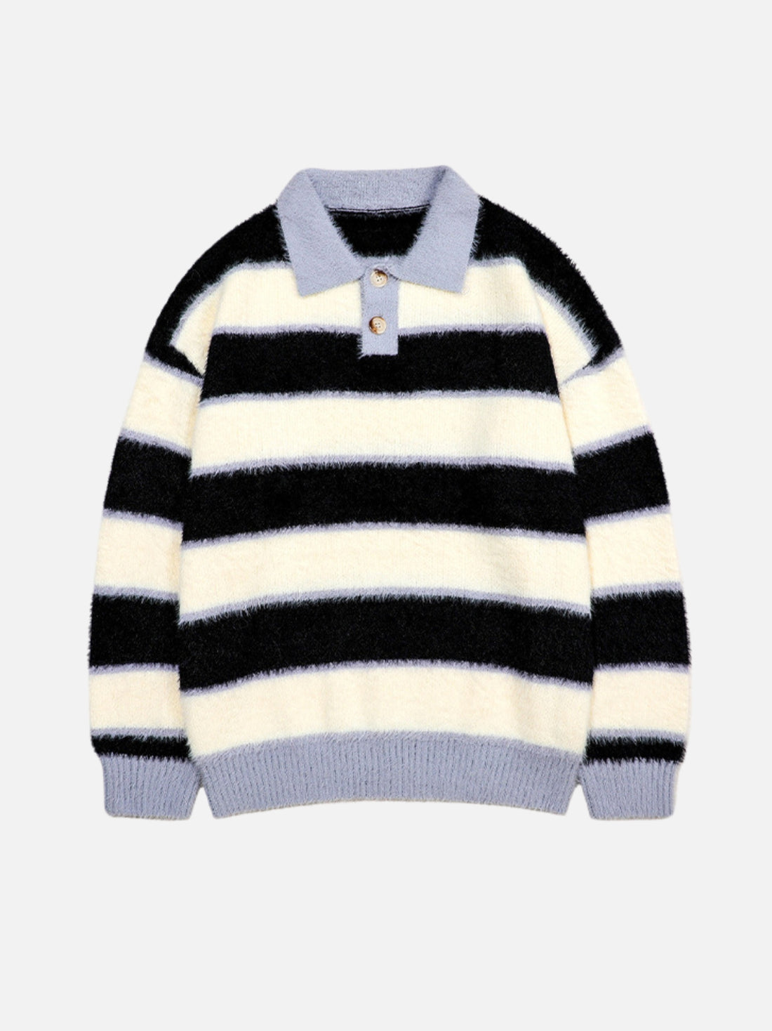 COLLAR - Oversized Striped Polo Sweater Blue | Teenwear.eu