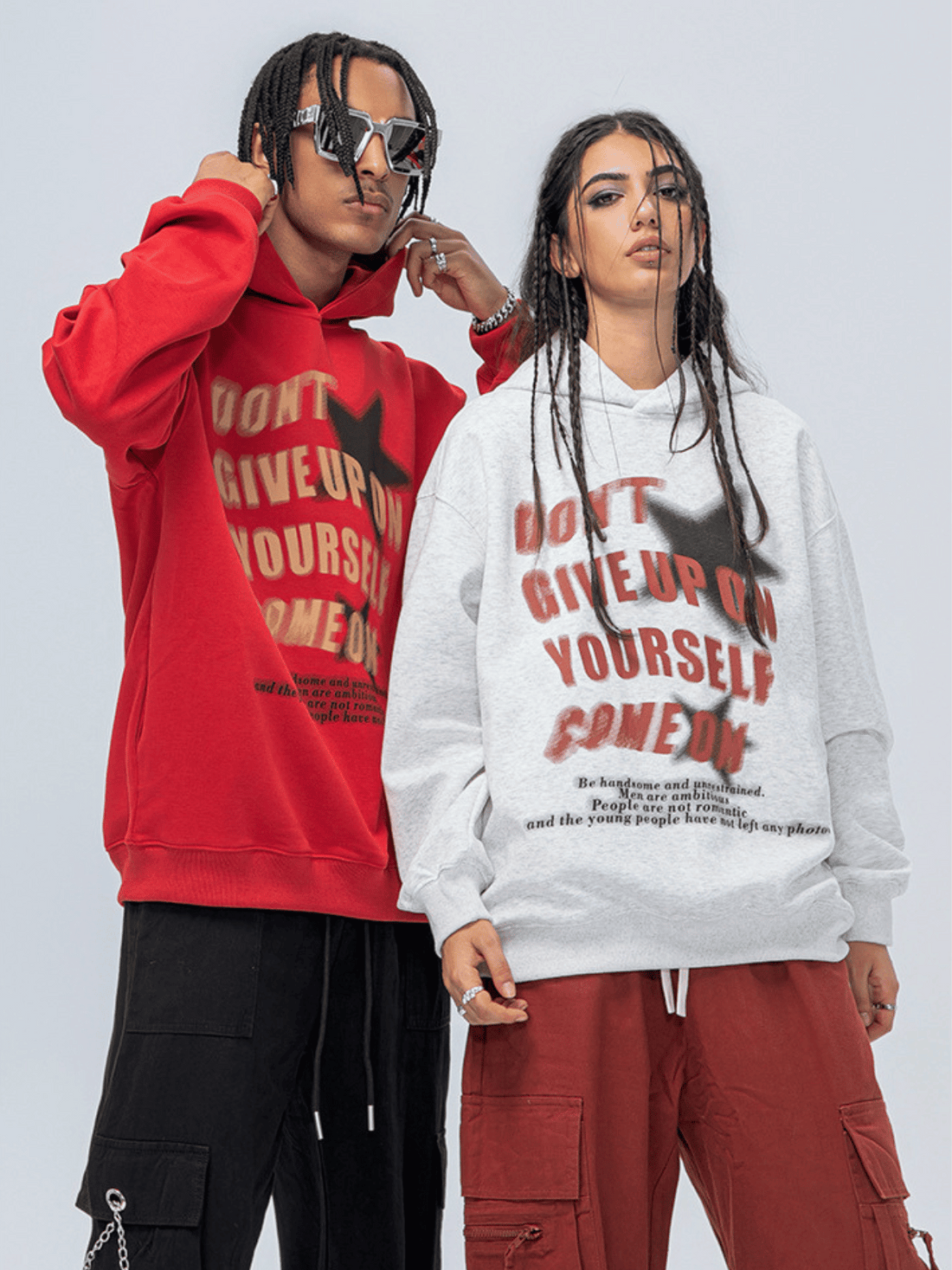 GIVE UP - Oversized Printed Hoodie Red | TEENWEAR.EU