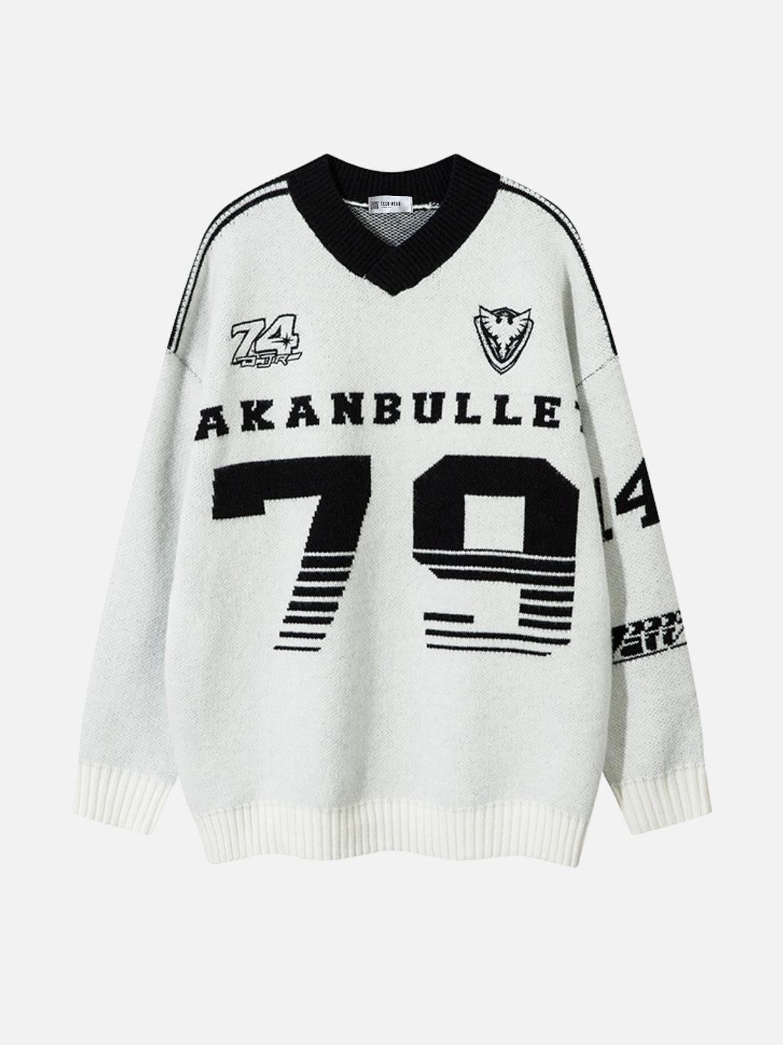 SCHOOL79 - Oversized Graphic Sweater Jersey White | TEENWEAR.EU