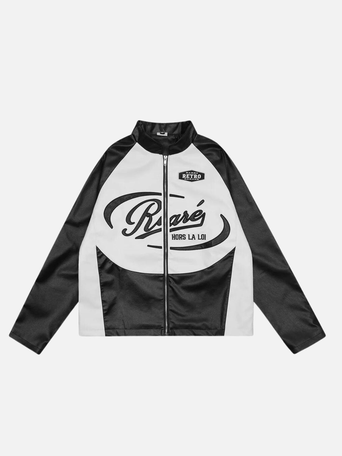 RARE - Leather Racing Jacket White Black | Teenwear.eu