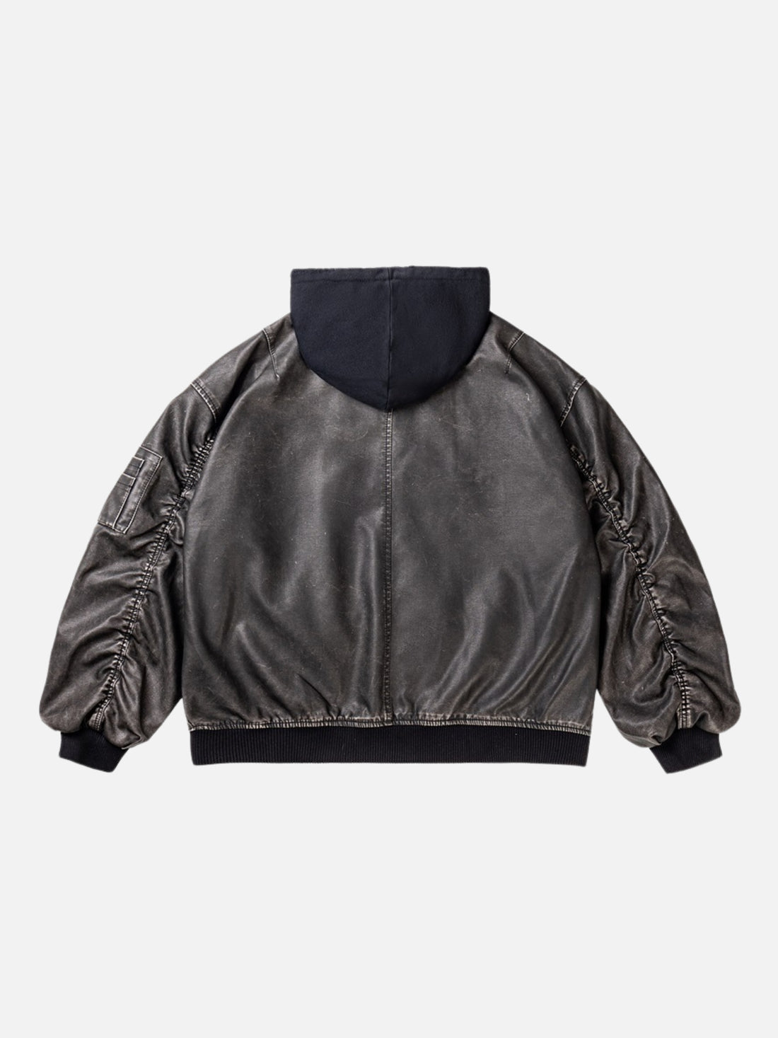 VINTAGED - Leather Basic Oversized Jacket Washed Black | TEENWEAR.EU