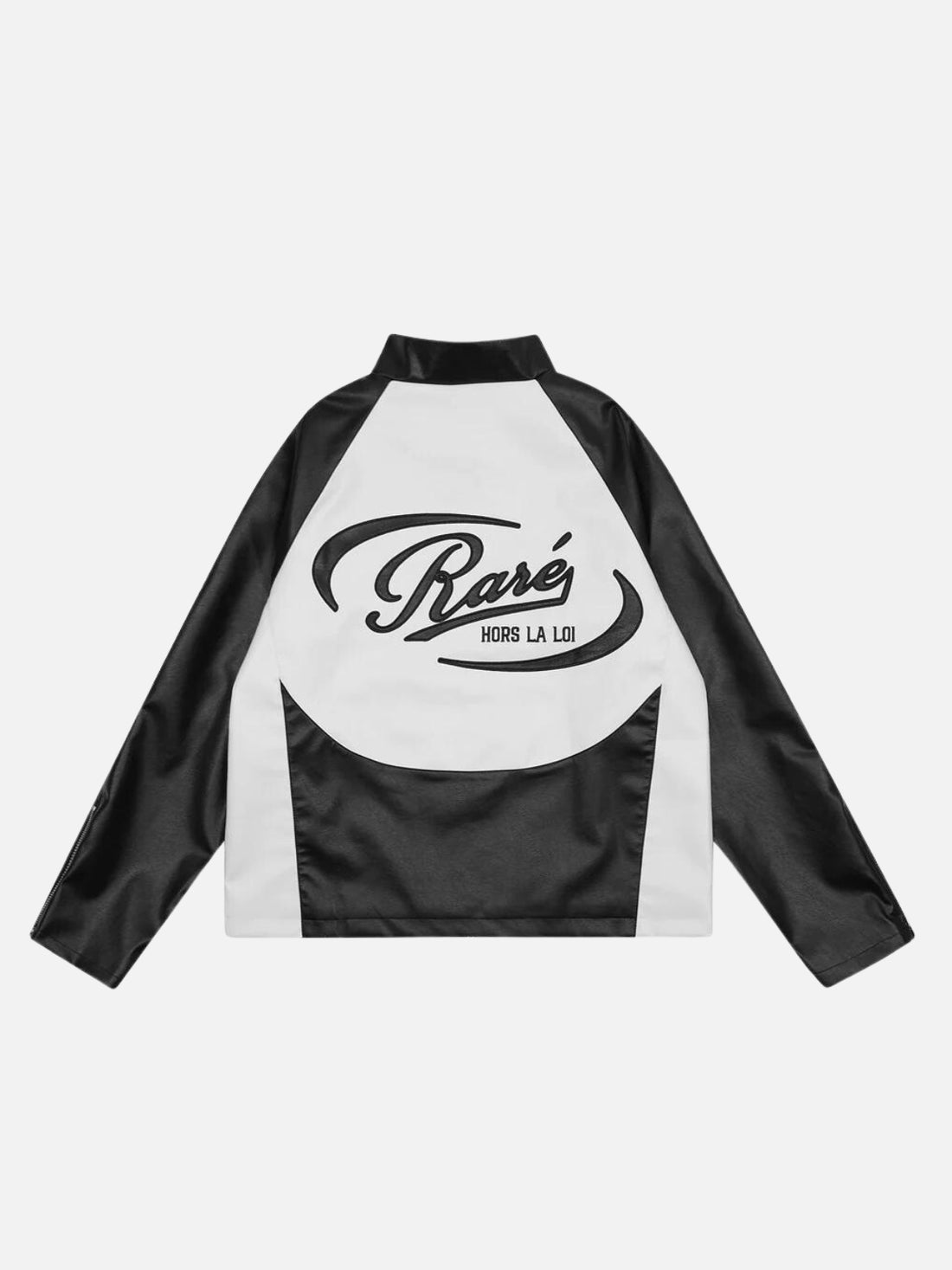 RARE - Leather Racing Jacket White Black | Teenwear.eu