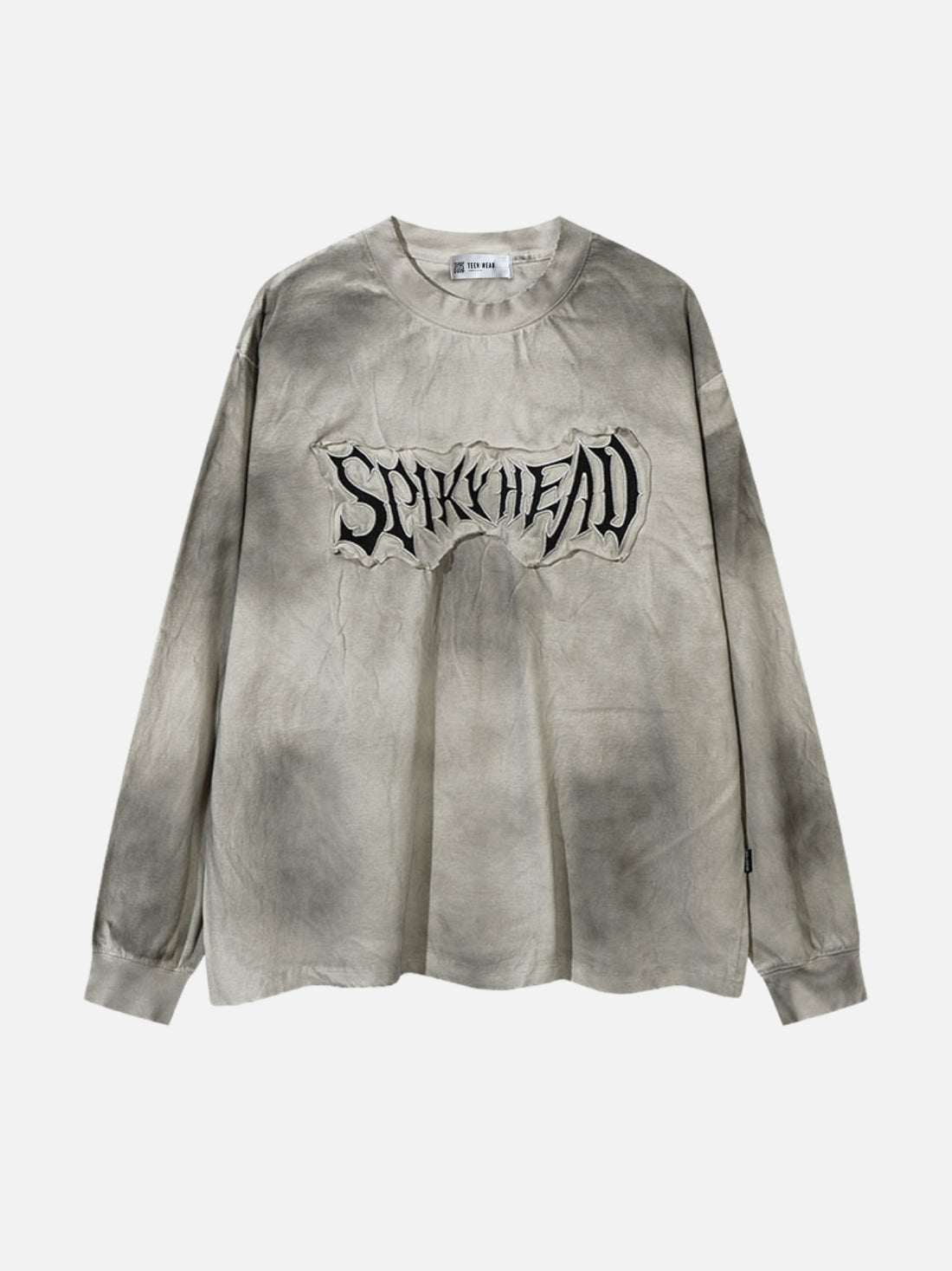 SPIKYHEAD - Oversized Embroidered Long Sleeve T-Shirt Beige | TEENWEAR.EU