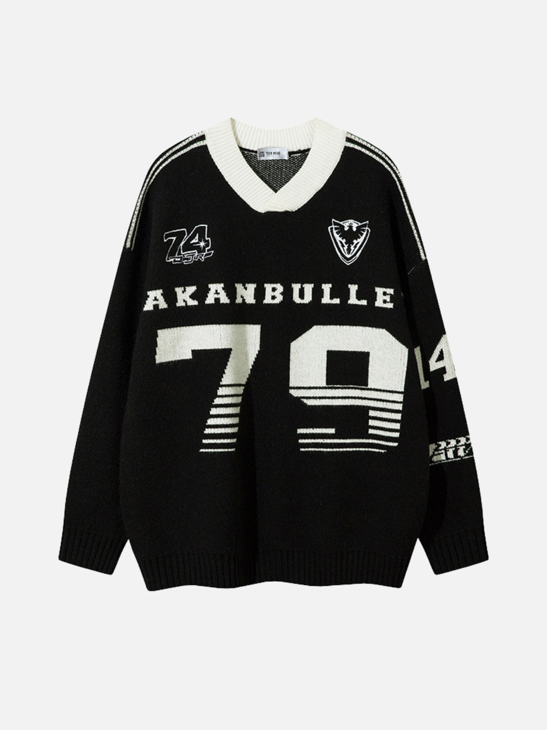 SCHOOL79 - Oversized Graphic Sweater Jersey White | TEENWEAR.EU