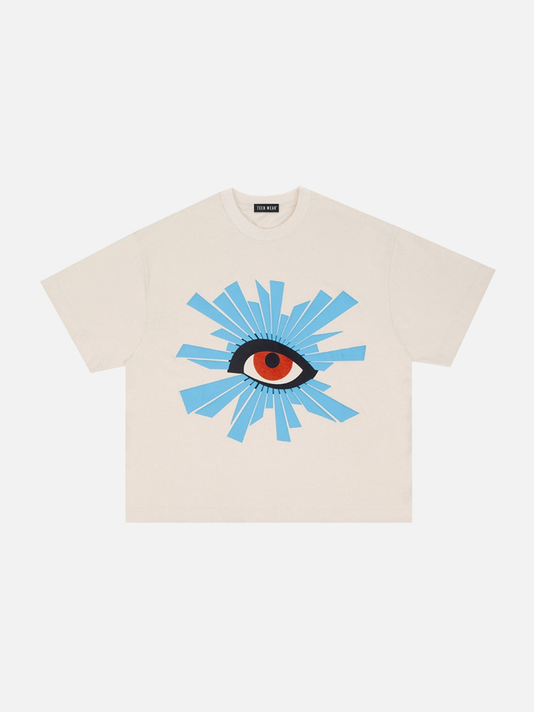 EYSPLASH - Oversized Cropped Print T-Shirt Beige | TEENWEAR.EU