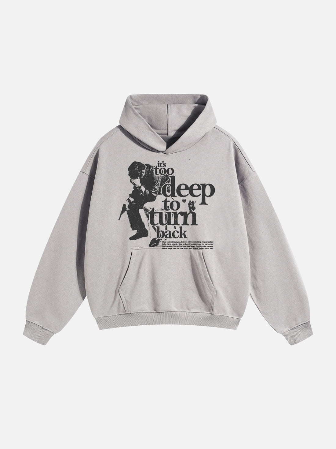 DEEP TO TURN - Oversized Print Hoodie Grey | TEENWEAR.EU