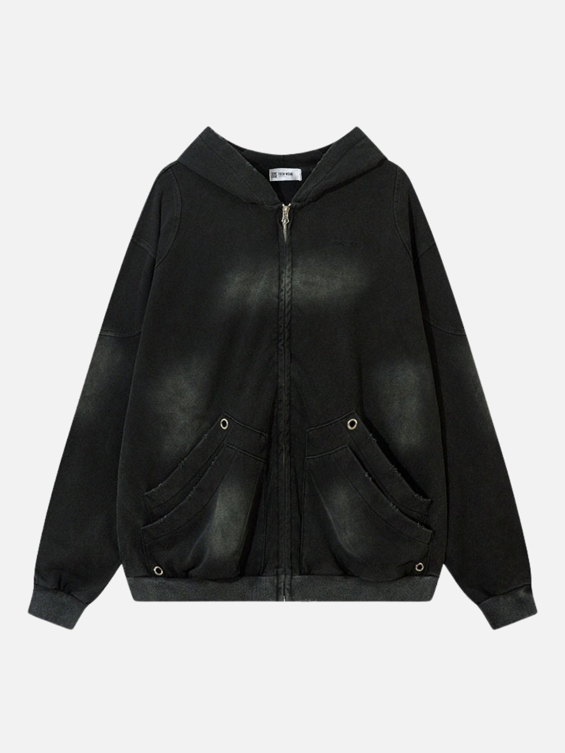 MYSTICS - Oversized Cropped Basic Zip Up Hoodie Black | TEENWEAR.EU