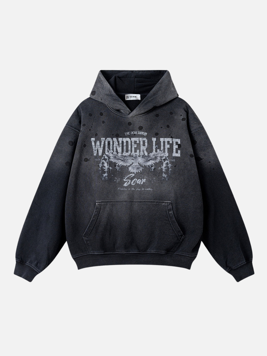 WONDER LIFE - Oversized Print Hoodie Black | TEENWEAR.EU