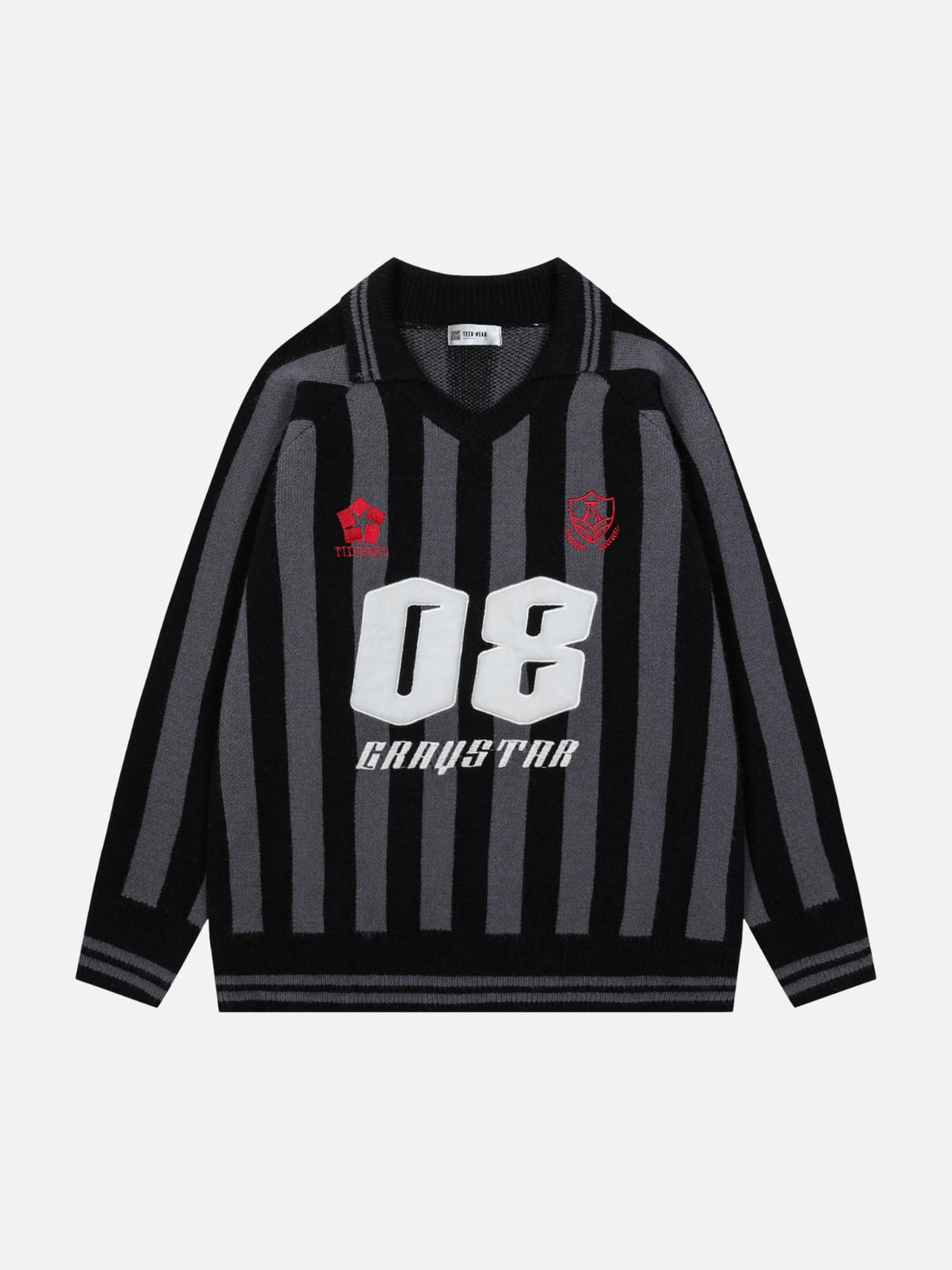 ZEROEIGHT - Oversized Graphic Long Sleeve Sweater Jersey Black | TEENWEAR.EU