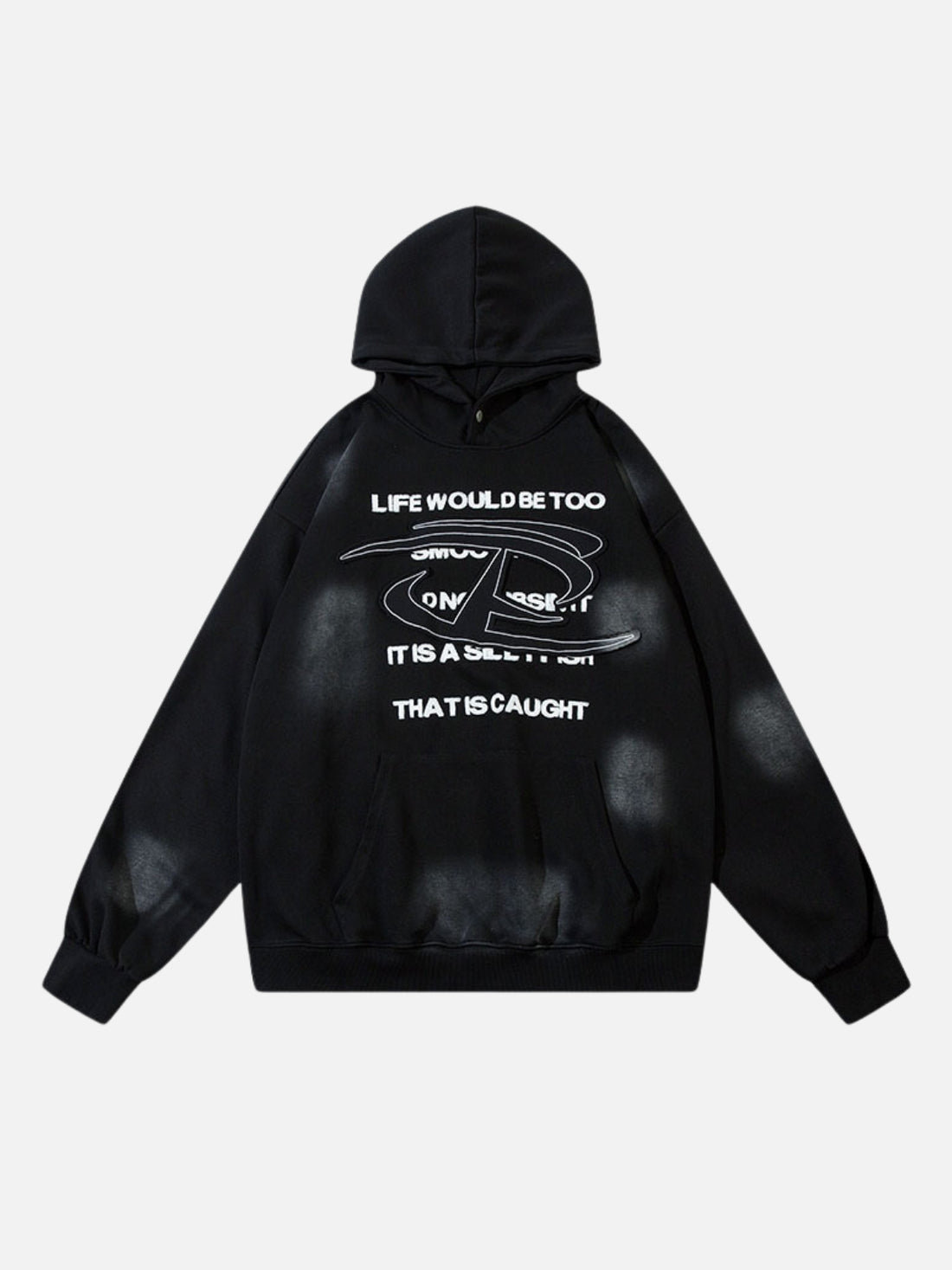 CAUGHT - Oversized Embroidered Hoodie Black | TEENWEAR.EU