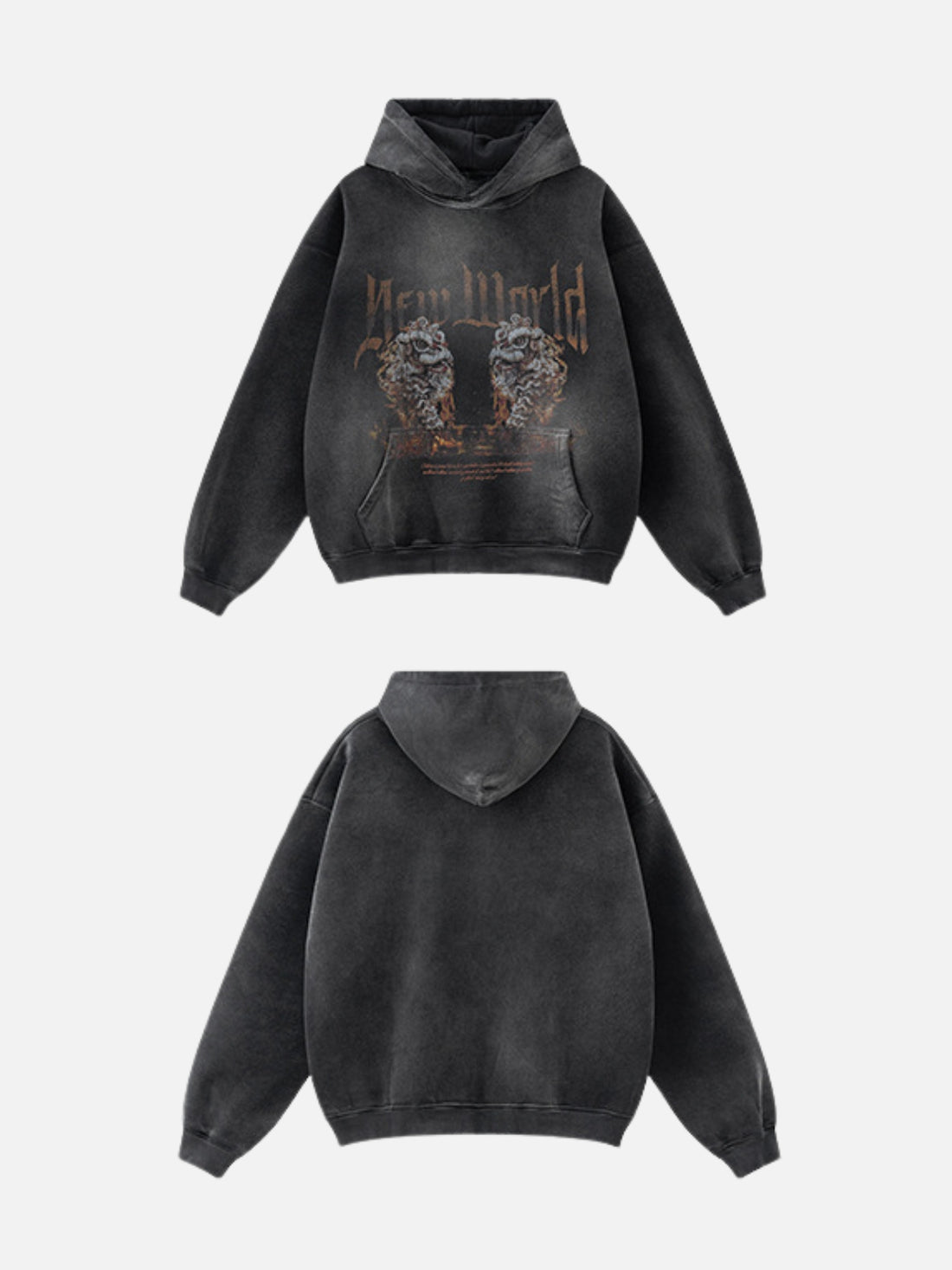 NEW WORLD - Oversized Print Hoodie Black | TEENWEAR.EU