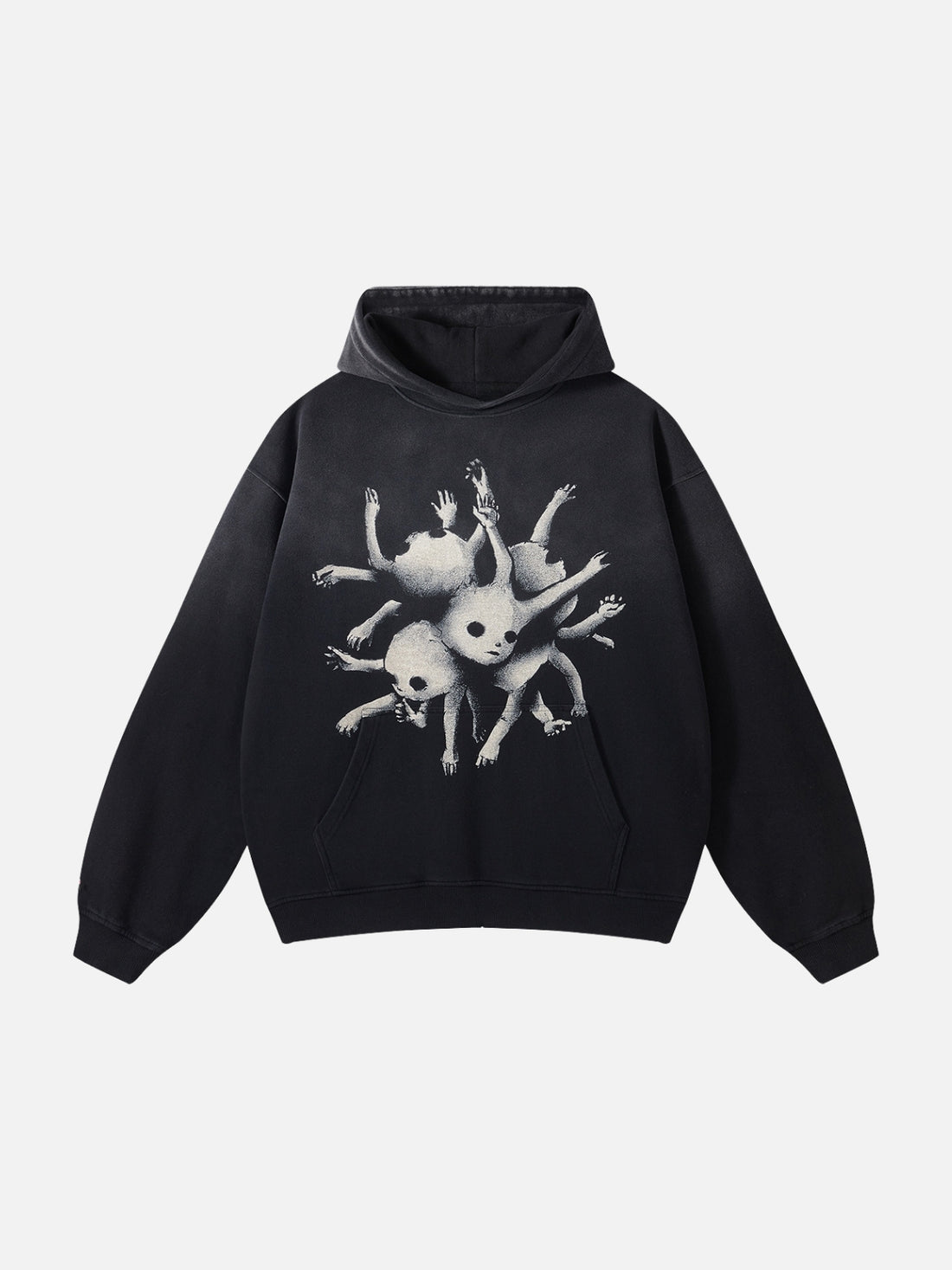 SKULENDS - Oversized Print Hoodie Washed Black | TEENWEAR.EU