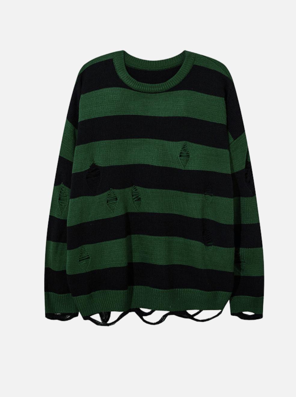 STRIPE - Oversized Ripped Sweater Green | TEENWEAR.EU