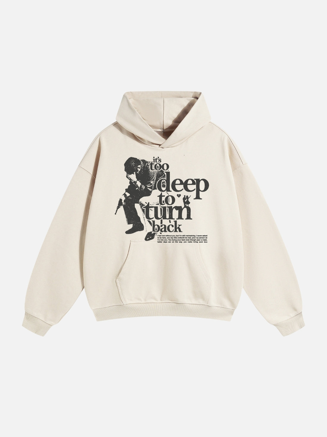 DEEP TO TURN - Oversized Print Hoodie Beige | TEENWEAR.EU