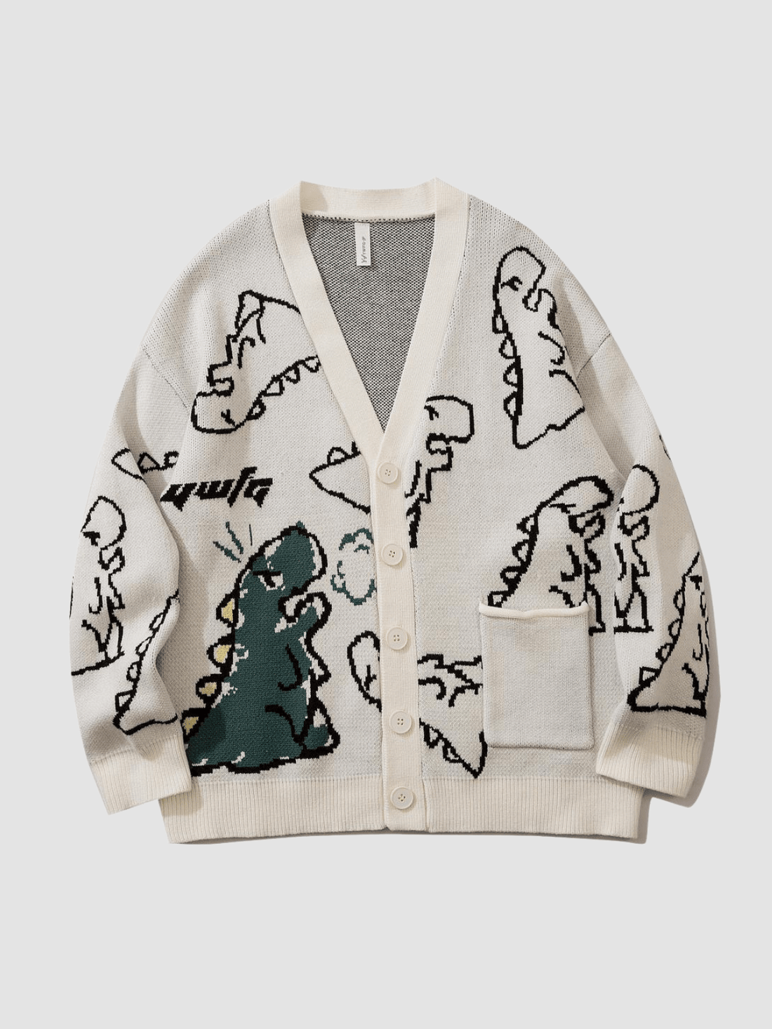 DINO - Oversized Graphic Cardigan White | TEENWEAR.EU