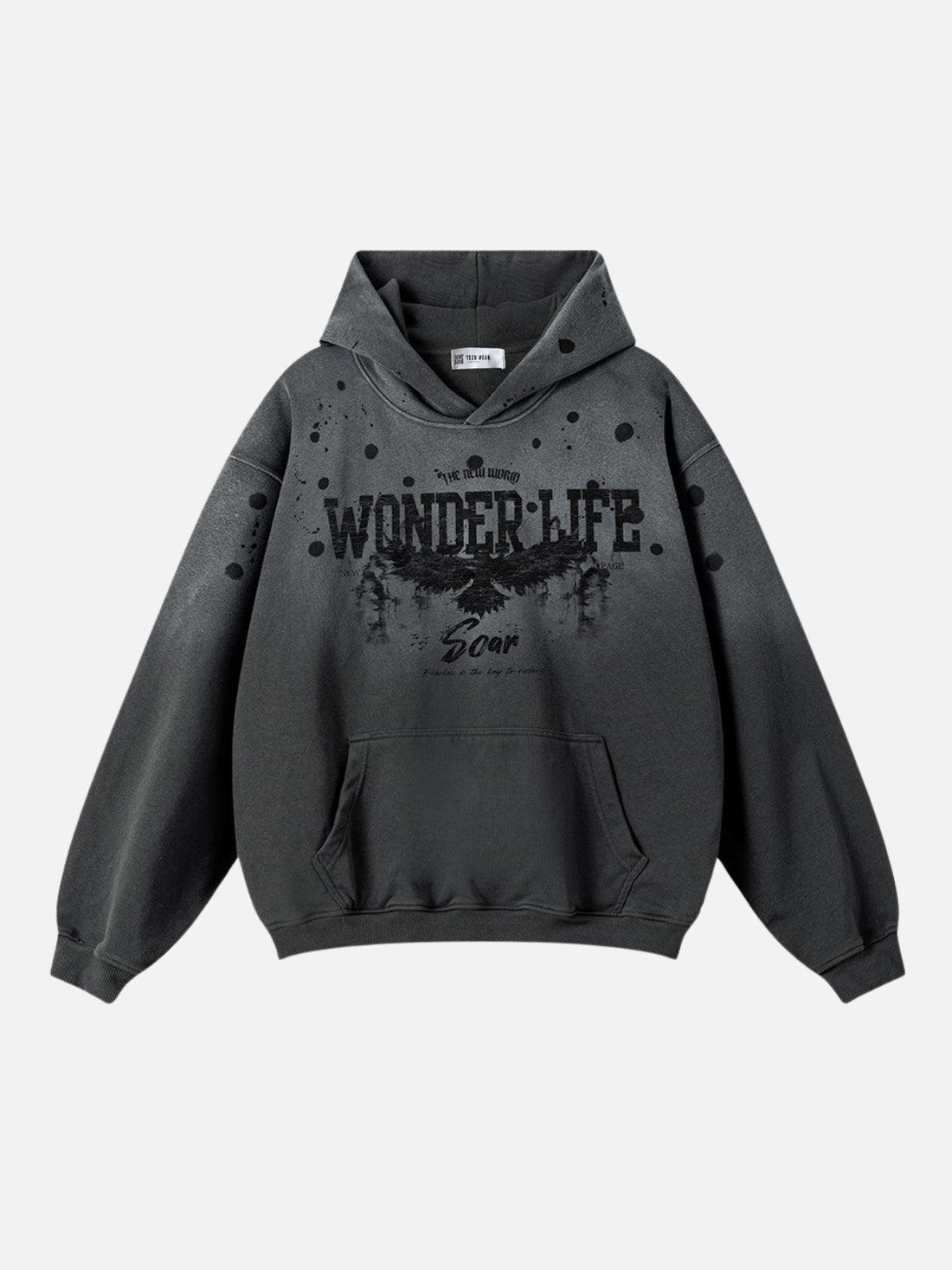 WONDER LIFE - Oversized Print Hoodie Black | TEENWEAR.EU