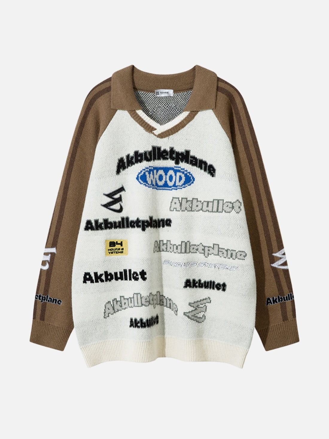 BULLET PLANE - Oversized Graphic Sweater Brown | TEENWEAR.EU