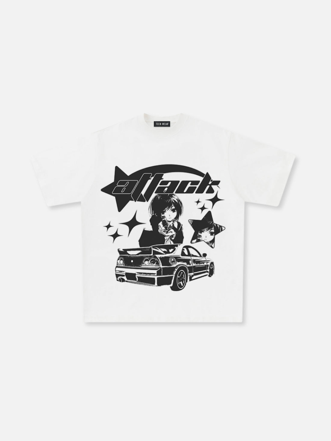 ATTACK - Regular Print T-Shirt White | TEENWEAR.EU