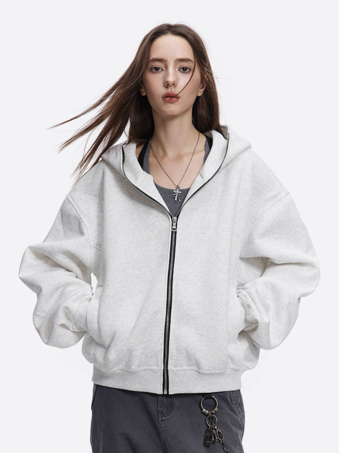 NADCROPP - Oversized Basic Cropped Zip Up Hoodie | TEENWEAR.EU