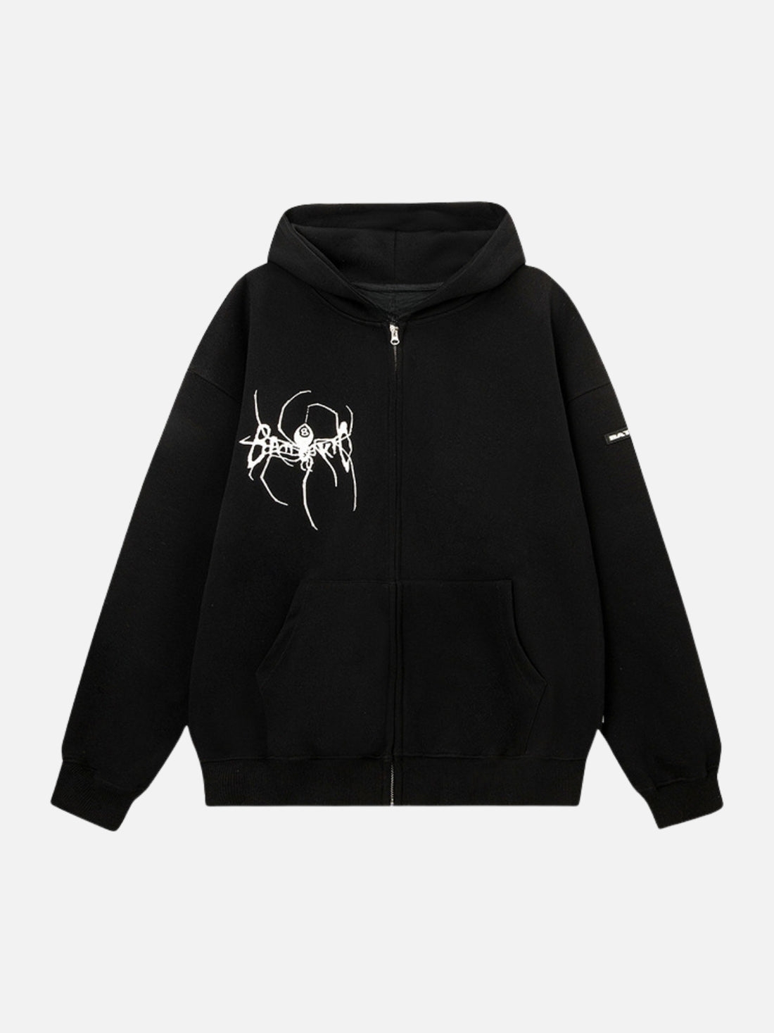 SPIDECHAIN - Oversized Print Zip Up Hoodie Black | TEENWEAR.EU