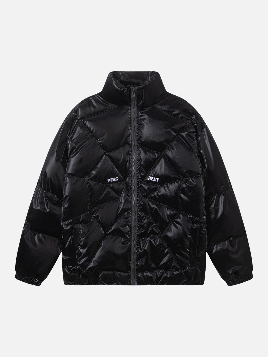 PEAC HEAT - Puffer Oversized Graphic Jacket Black | TEENWEAR.EU