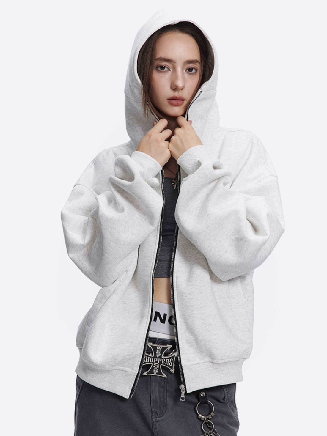 NADCROPP - Oversized Basic Cropped Zip Up Hoodie | TEENWEAR.EU