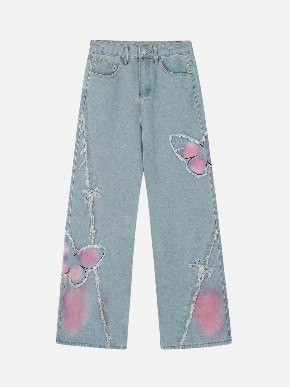 BUTTERFLY - Loose Embroidered Graphic Jeans Blue | TEENWEAR.EU