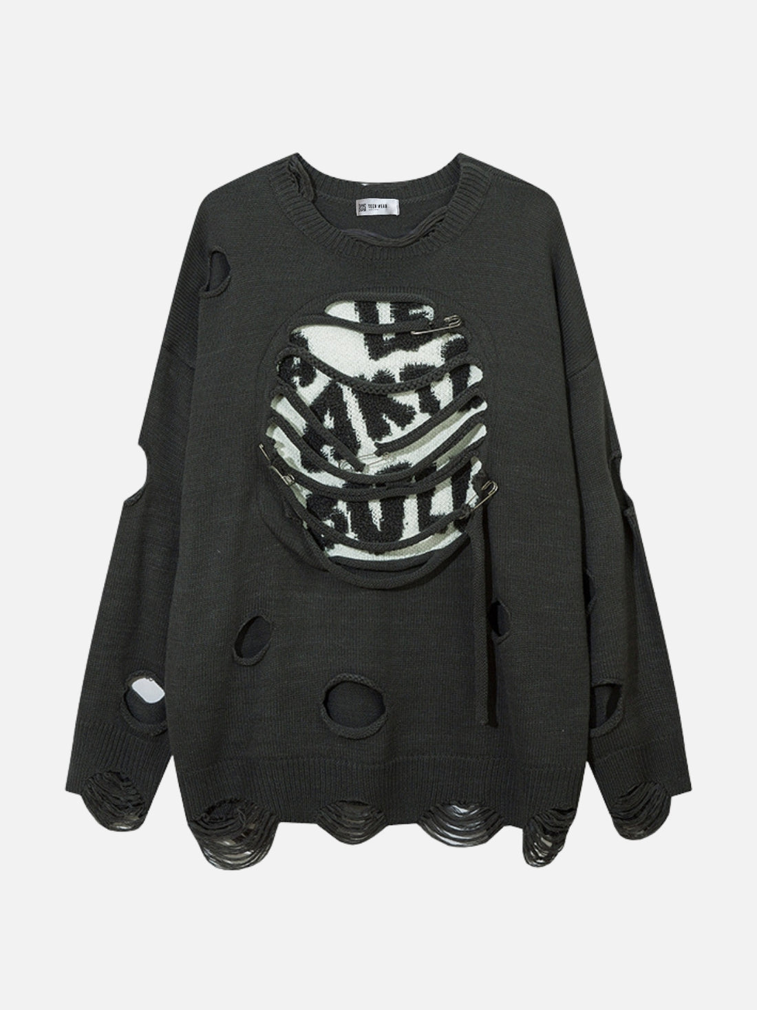 TORNO - Oversized Embroidered Sweater Dark Grey | TEENWEAR.EU