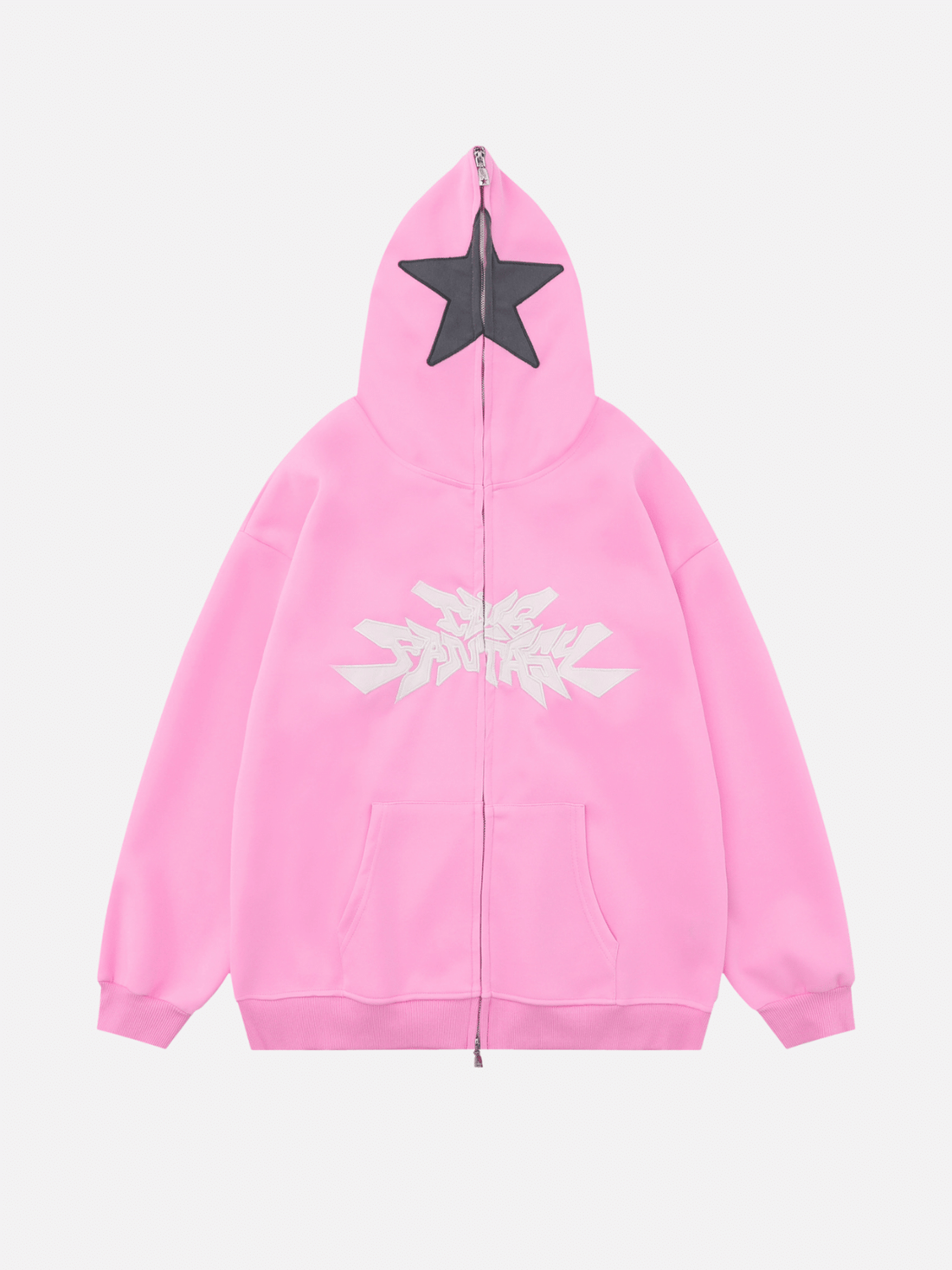 GRAFFITED - Oversized Print Zip Up Hoodie Pink | TEENWEAR.EU