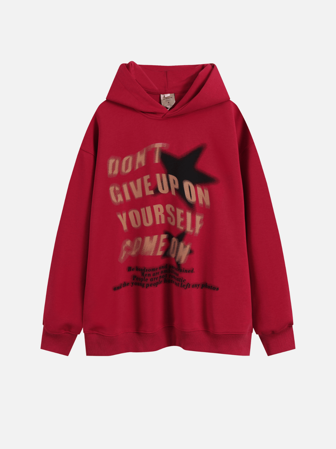 GIVE UP - Oversized Printed Hoodie Red | TEENWEAR.EU