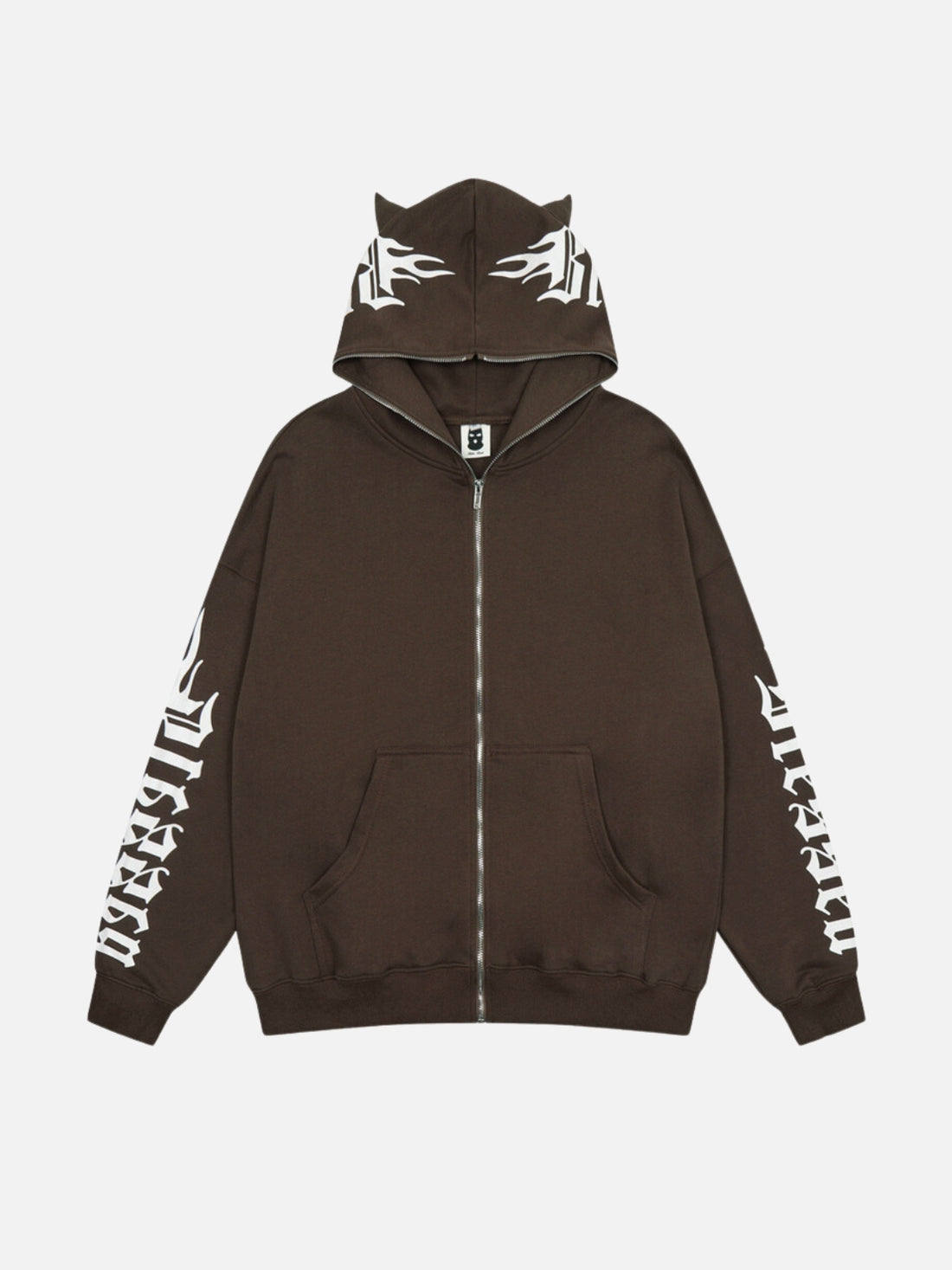 CATTIE - Oversized Zip Up Hoodie Brown | Teenwear.eu
