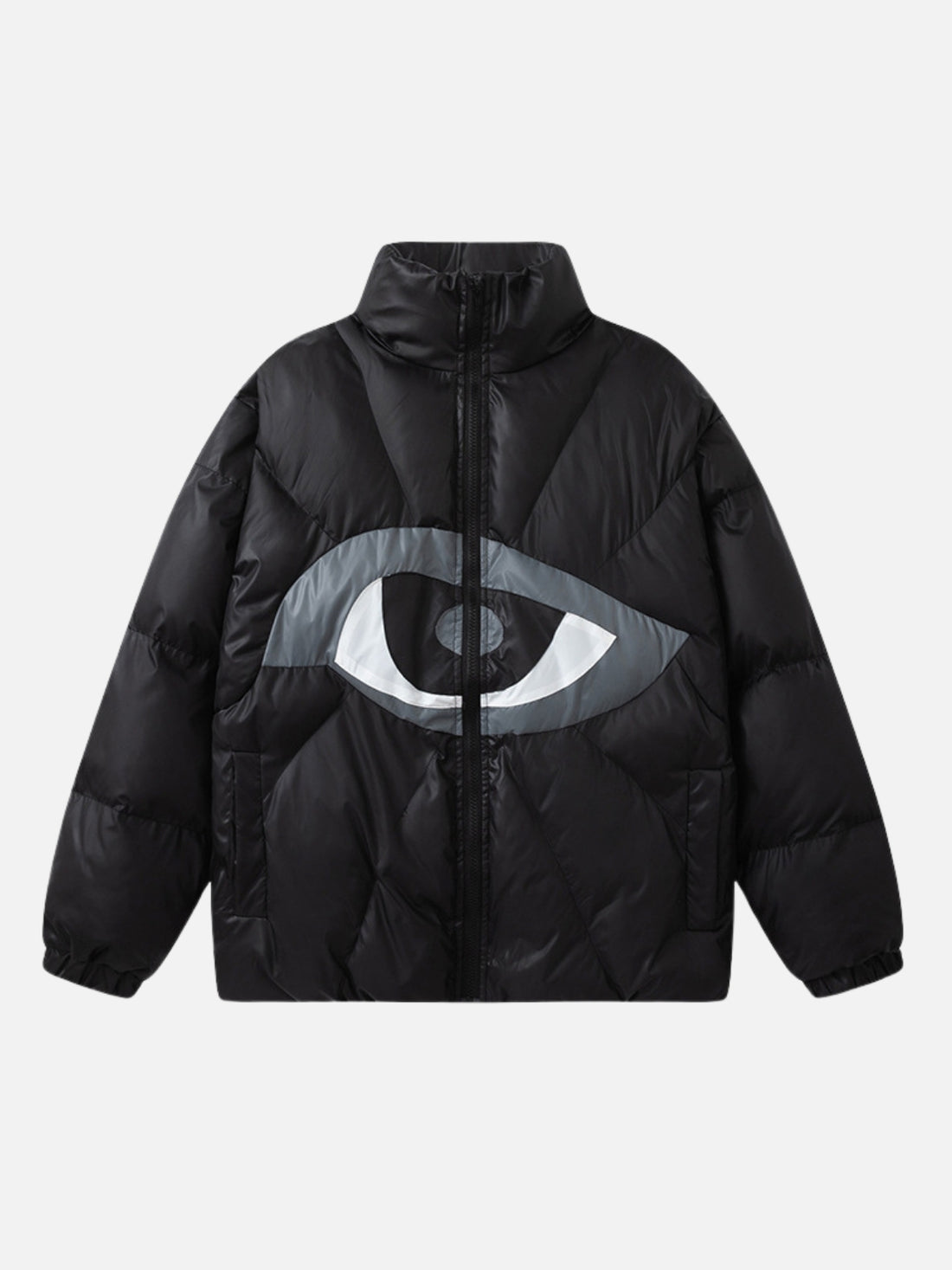 EYES - Puffer Oversized Graphic Jacket Black | TEENWEAR.EU