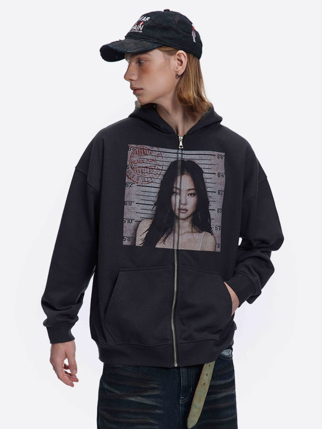 WASTED - Oversized Print Cropped Zip Up Hoodie | TEENWEAR.EU