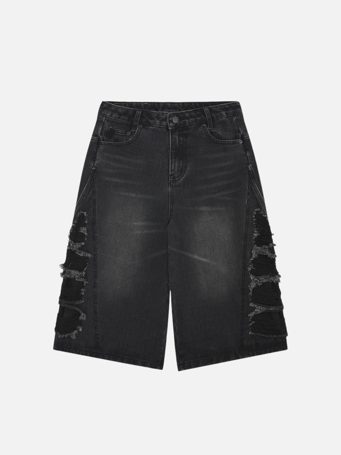 SCARSED - Loose Denim Ripped Jorts Black | Teenwear.eu