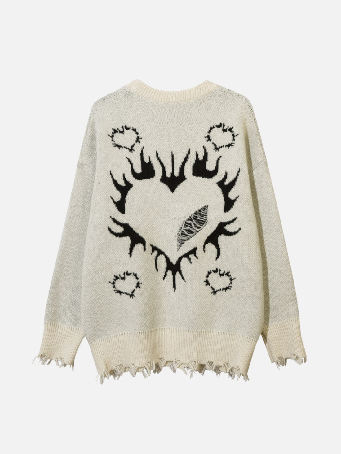 FIRED HEART - Oversized Graphic Sweater Beige | TEENWEAR.EU