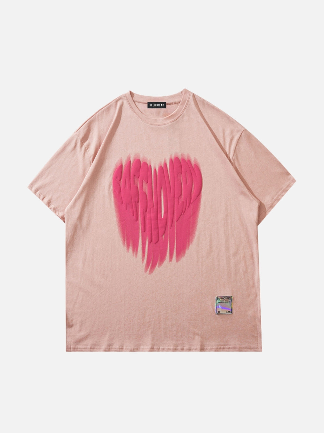 SAFNOVERY - Oversized Print T-Shirt Pink | TEENWEAR.EU