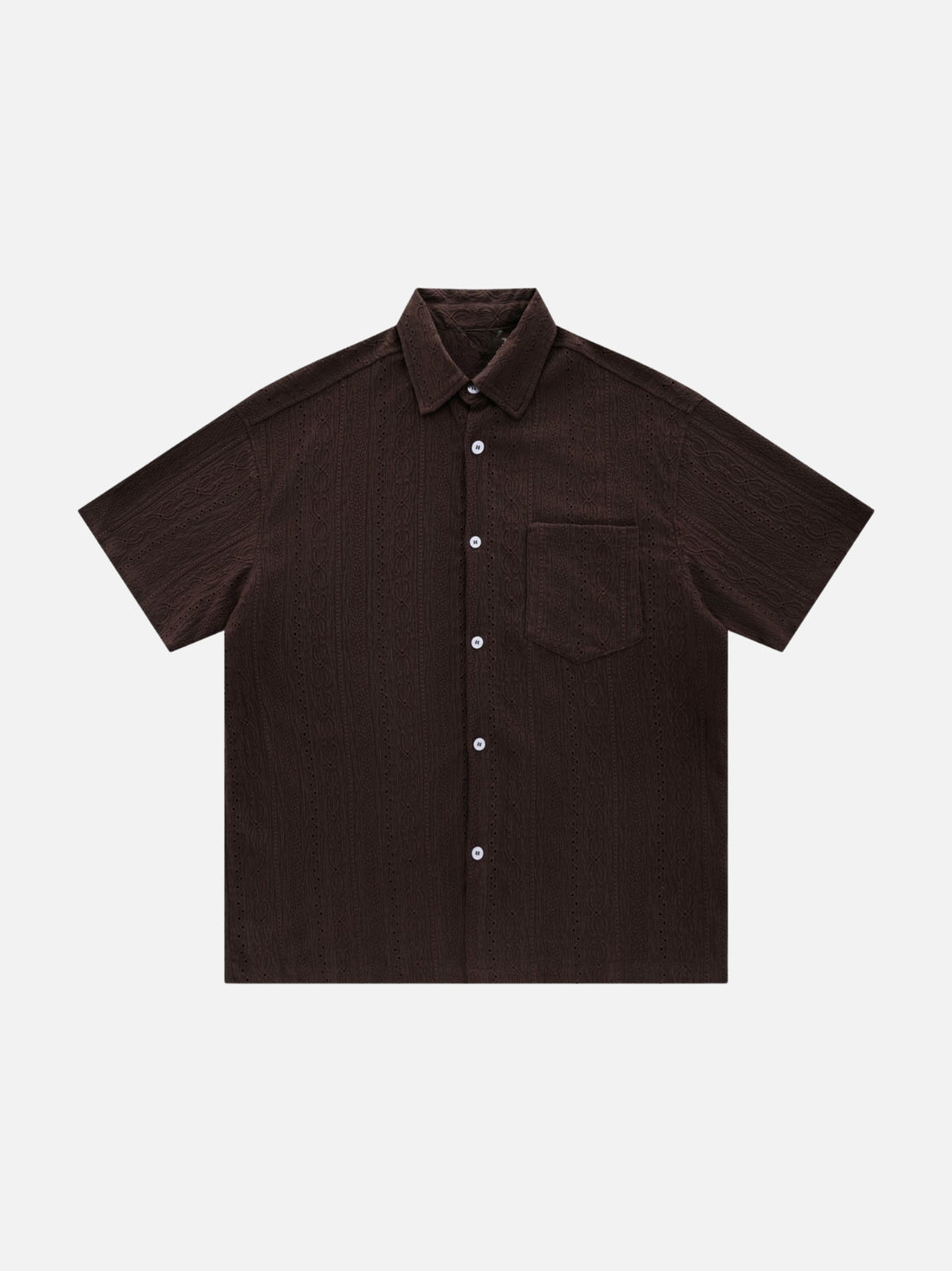 NACED - Relaxed Textured Short Sleeve Shirt Brown | Teenwear.eu