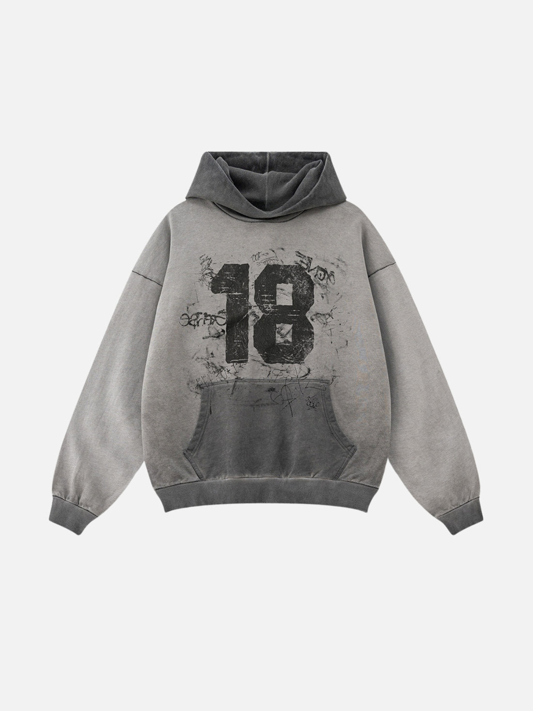 EIGHTEEN - Oversized Print Hoodie Grey | TEENWEAR.EU