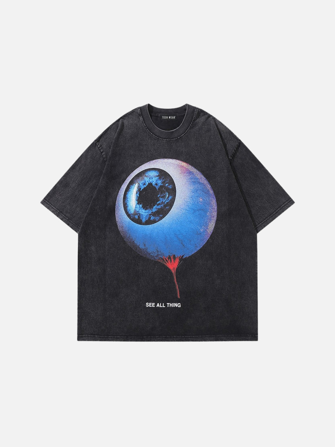 EYEBALL - Oversized Print T-Shirt Washed Black | TEENWEAR.EU